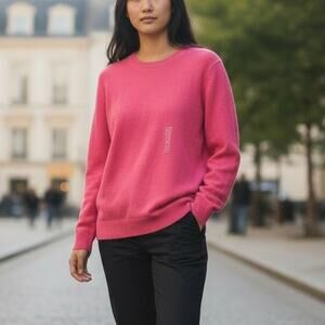 NEW Uniqlo Pink 100% Cashmere Crew Neck Sweater XL Knit Minimalist Cozy Soft